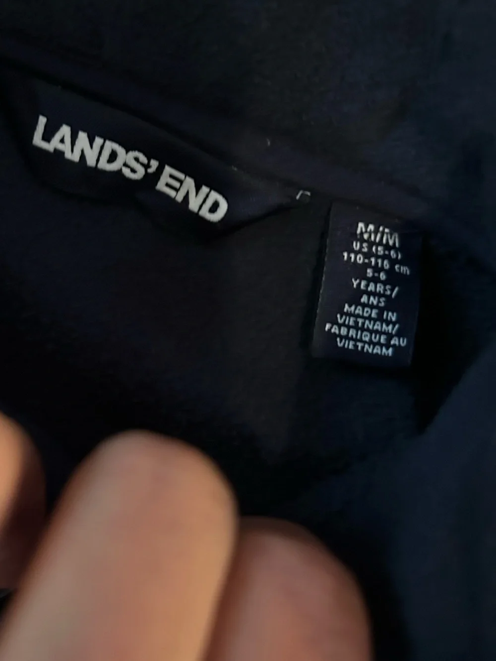 Lands End Kids Size 5/6 Navy Full-Zip Fleece Jacket Sweater